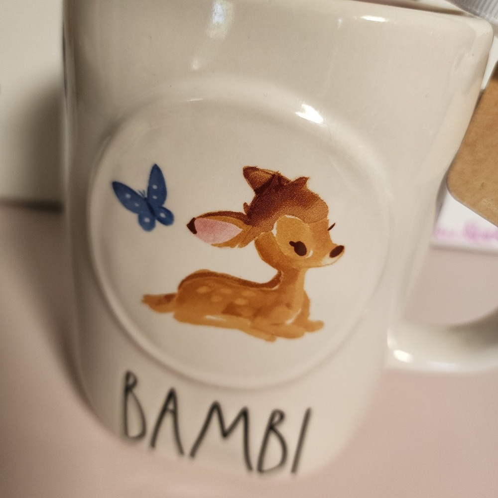 Rae Dunn Disney BAMBI Ceramic Mug Pink Interior Butterfly NWT Artisan - Picture 2 of 7